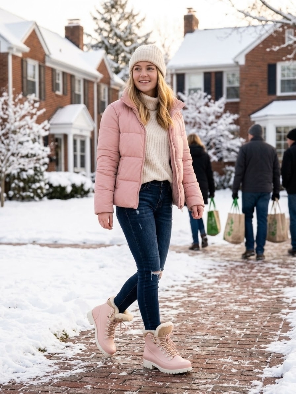 Australia Luxe Collective Rubstep Pink Shearling Rubber Waterproof Rain Cold Sz9